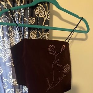 Burgundy tie in back top
